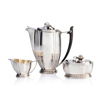 448. Atelier Borgila, kaffeservis, tre delar, sterling silver, Stockholm 1951-52.