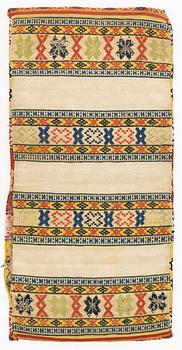 A, 19th century flat weave carrige cushion, c 102 x 51 cm, probably Järrestads district.