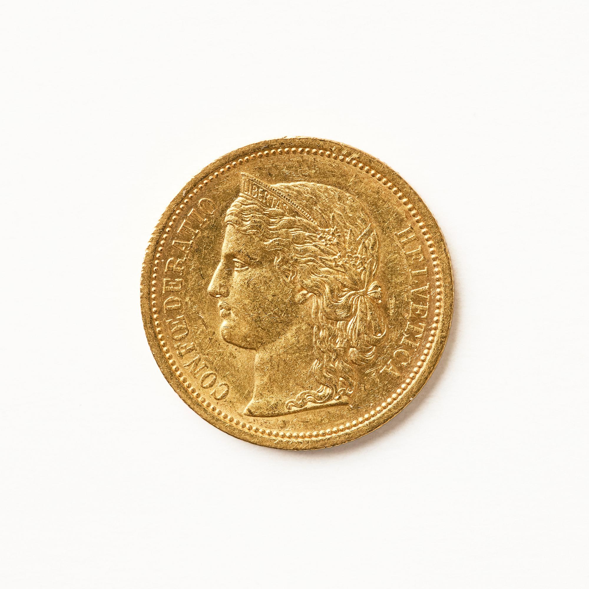 Guldmynt, Schweiz, 20 Franc 1883.