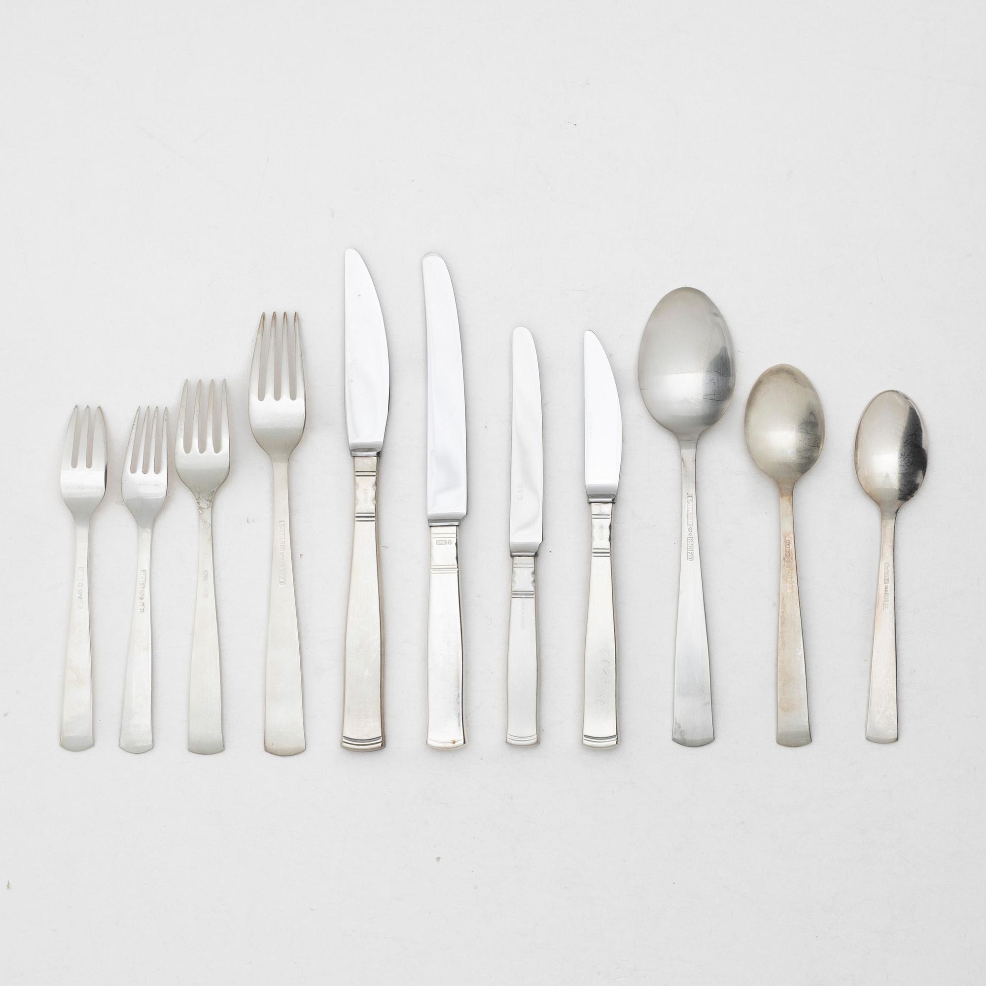 Jacob Ängman, a 111-piece silver cutlery service, model 'Rosenholm', GAB, Stockholm/Eskilstuna, 1958-96.