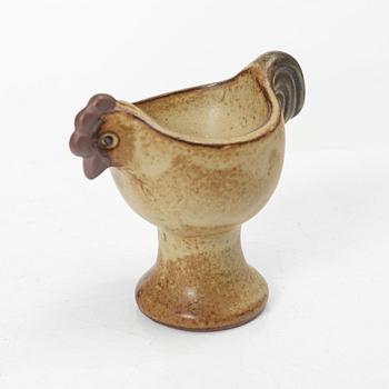 Lisa Larson, ägghöna samt äggkoppar, 6 st, stengods.