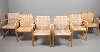 KARMSTOLAR, 6 st, modell 45, Alvar Aalto, Artek. 1900-talets senare hälft.