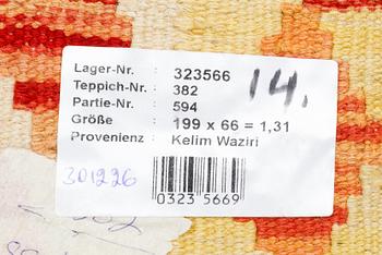 A runner, kilim, ca 199 x 66 cm.