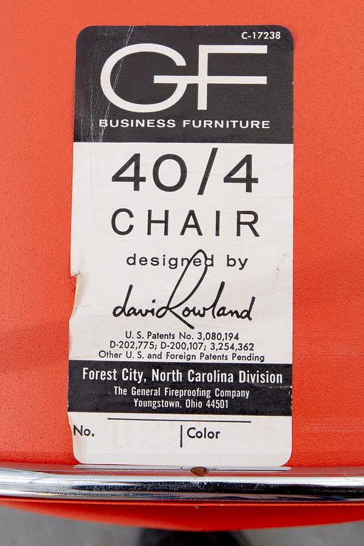 David Rowland, a set of six "40/4" chairs later part of the 20th century.