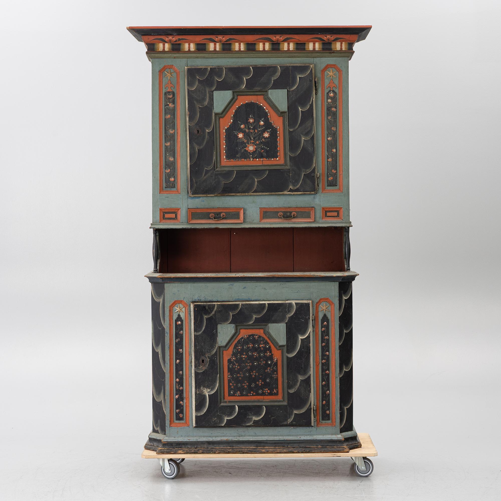 Corner cupboard, vernacular, Järvsö, circa 1800.