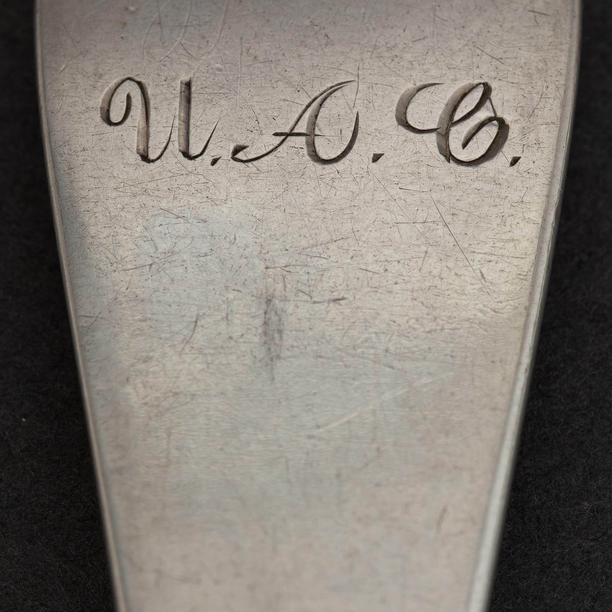 A Finnish silver cutery travel set, 19th century.