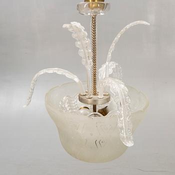 A probably Fritz Kurtz, ceiling lamp Orrefors, 1940/50s.