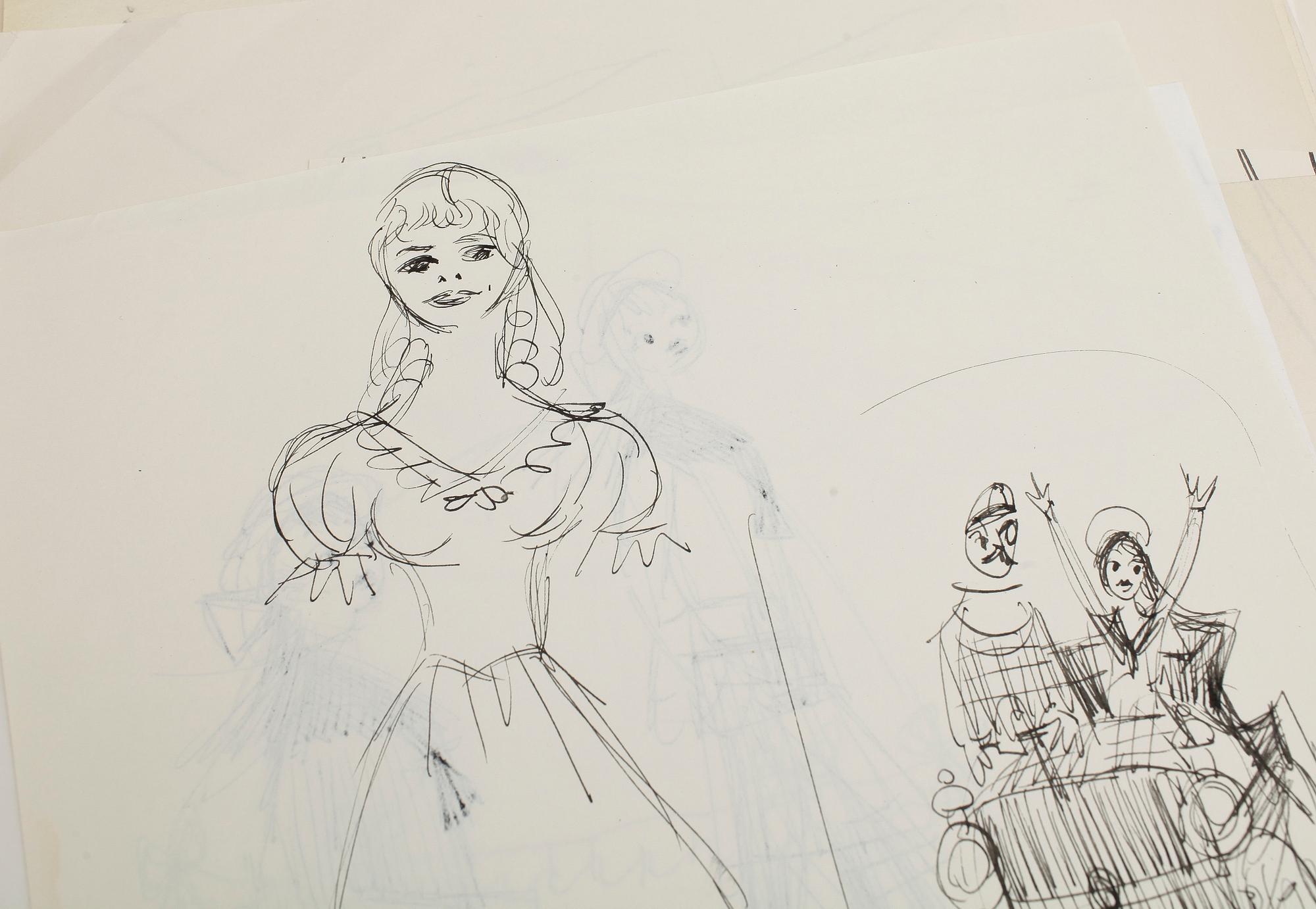 MAX GOLDSTEIN, dräktskisser, ca 80 st, delvis sign o dat.