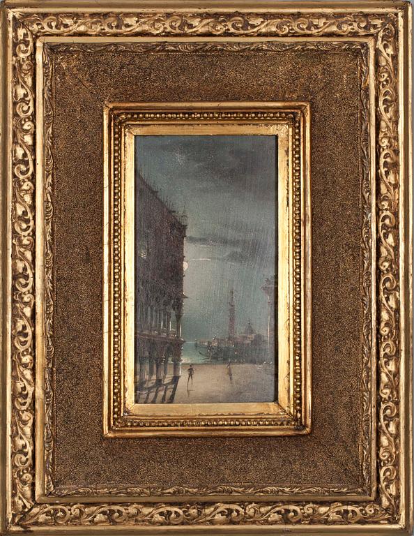 OKÄND KONSTNÄR, olja på pannå, Piazza San Marco, Italien, 1800-tal.