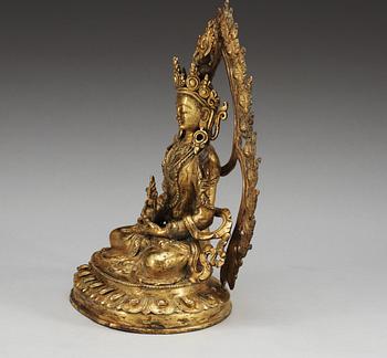 AMITAYUS, förgylld brons. Qing dynastin (1644-1911).
