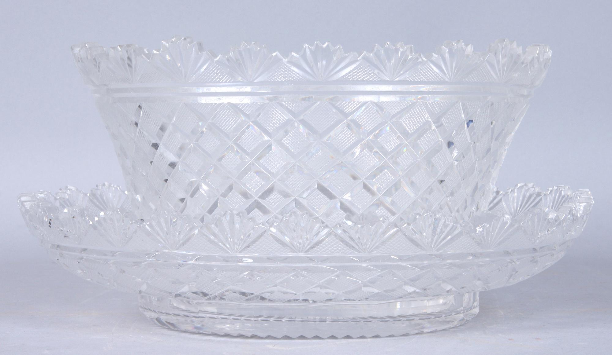 SKÅL samt FAT, pressglas, omkring sekelskiftet 1800/1900.