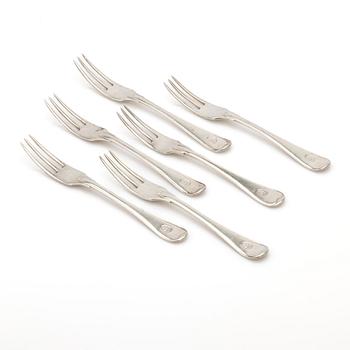 Pastry forks, 6 pcs, silver, Stockholm, 1793-1861.