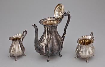 KAFFESERVIS, 3 delar, silver, GAB, Stockholm, 1919. Totalvikt 1077 g.