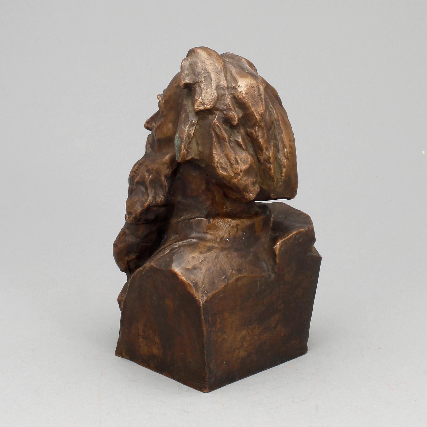 OKÄND KONSTNÄR, byst, brons, bär oidentifierad signatur. Ryssland.