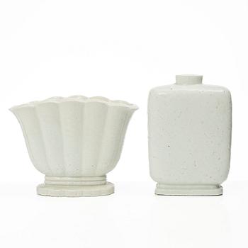 Gunnar Nylund, vaser, 4 st, chamotterat stengods, Rörstrand 1930-40-tal.