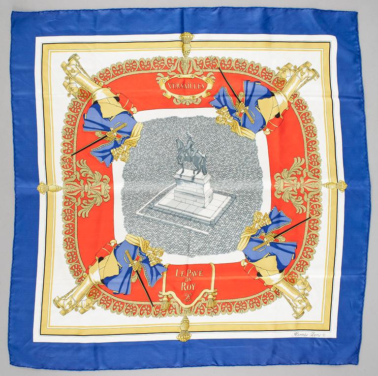 A silk scarf "Versailles Le Pavé du Roy" by Hermès.