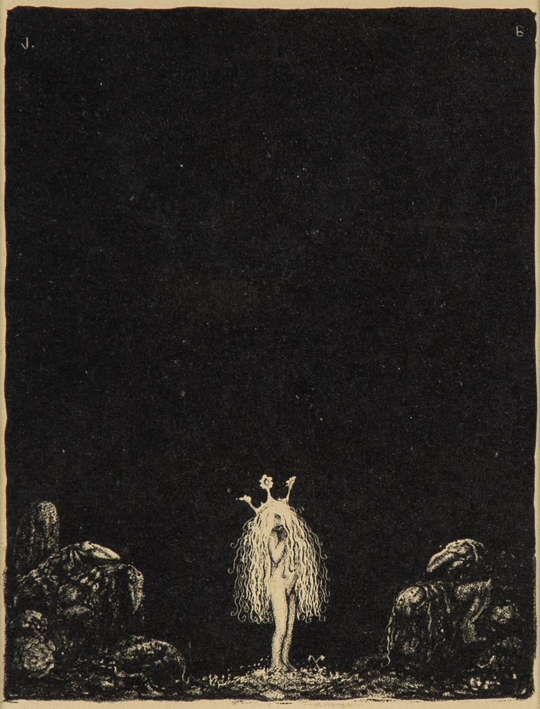 John Bauer, lithograph, from: "Troll", 1915. Signed J B in the print.