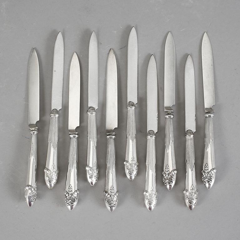 KNIVAR, silver, 12+5 st, "Empire", CG Hallberg, Stockholm, 1910.
