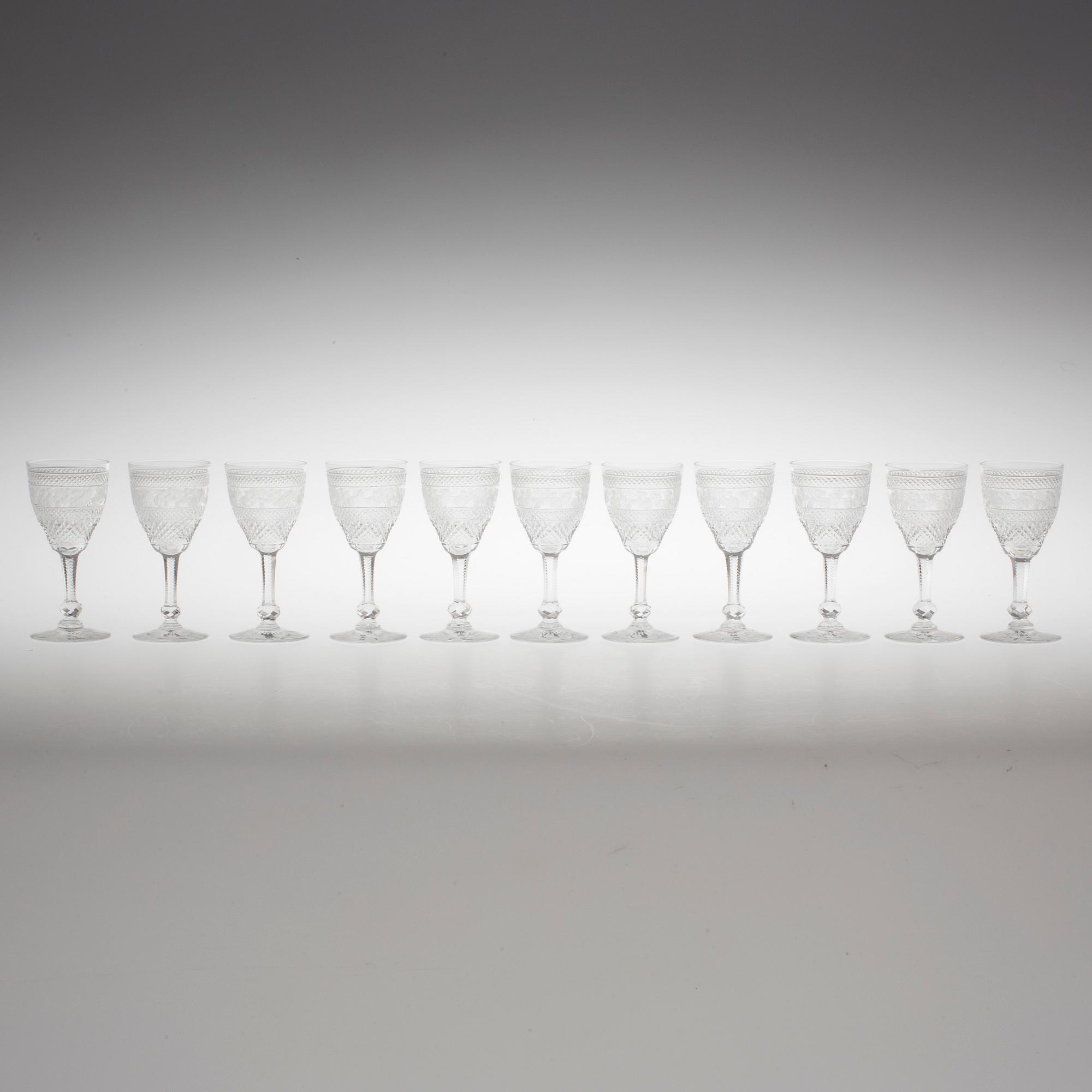 LARS KJELLANDER, Kosta, likörglas 11 st, "Tre rosor".