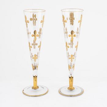 A pair of large glass cups, Germany/Central Europe, 19th century.