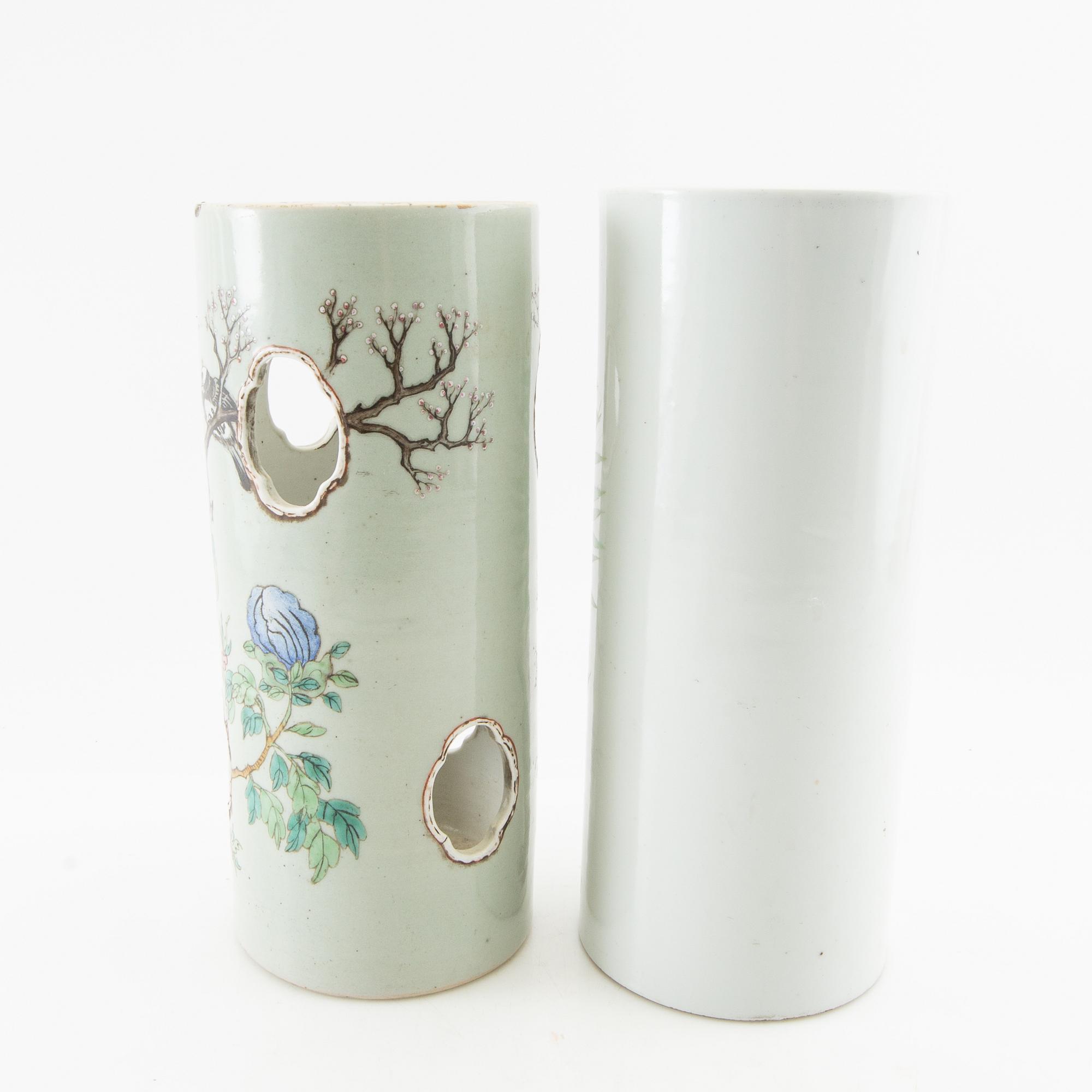 Brush pots 2 pcs China 20th century porcelain.