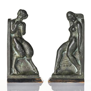 Axel Gute, a pair of Swedish Grace book ends, dated 1919.