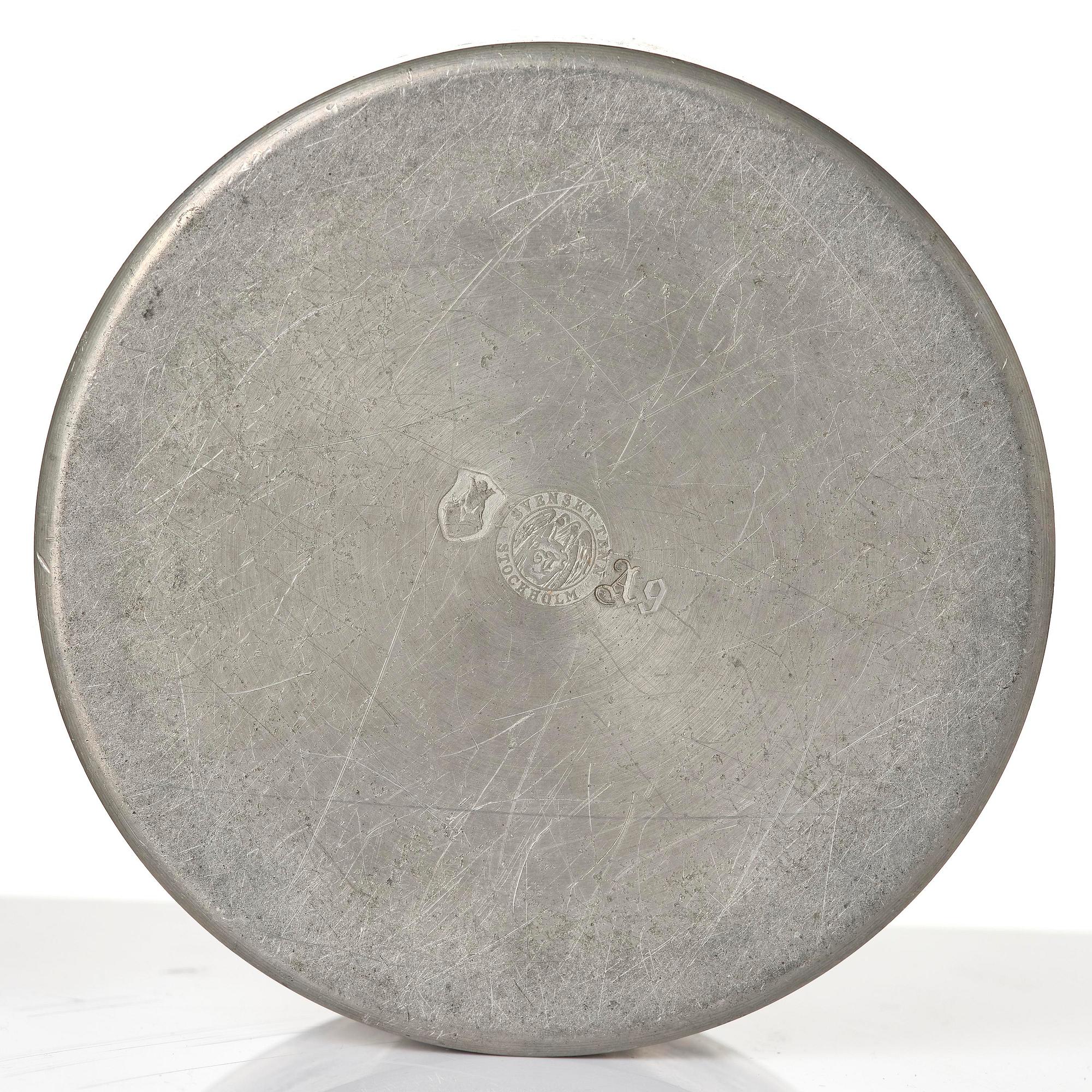 Björn Trägårdh, a pewter and brass lidded jar, Firma Svenskt Tenn, Stockholm, 1951.