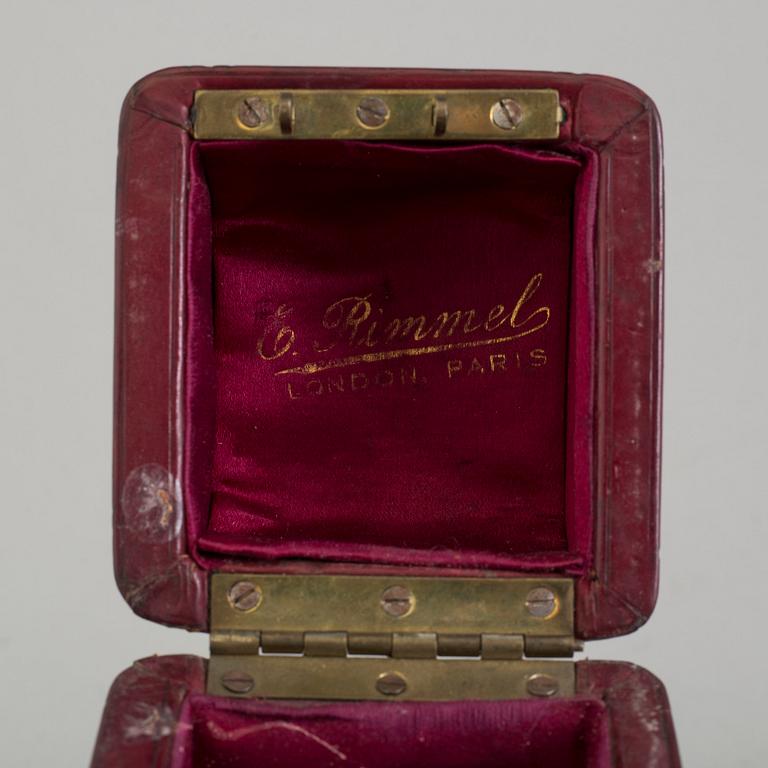 A 19th century leather box, E. Rimmel, London Paris.