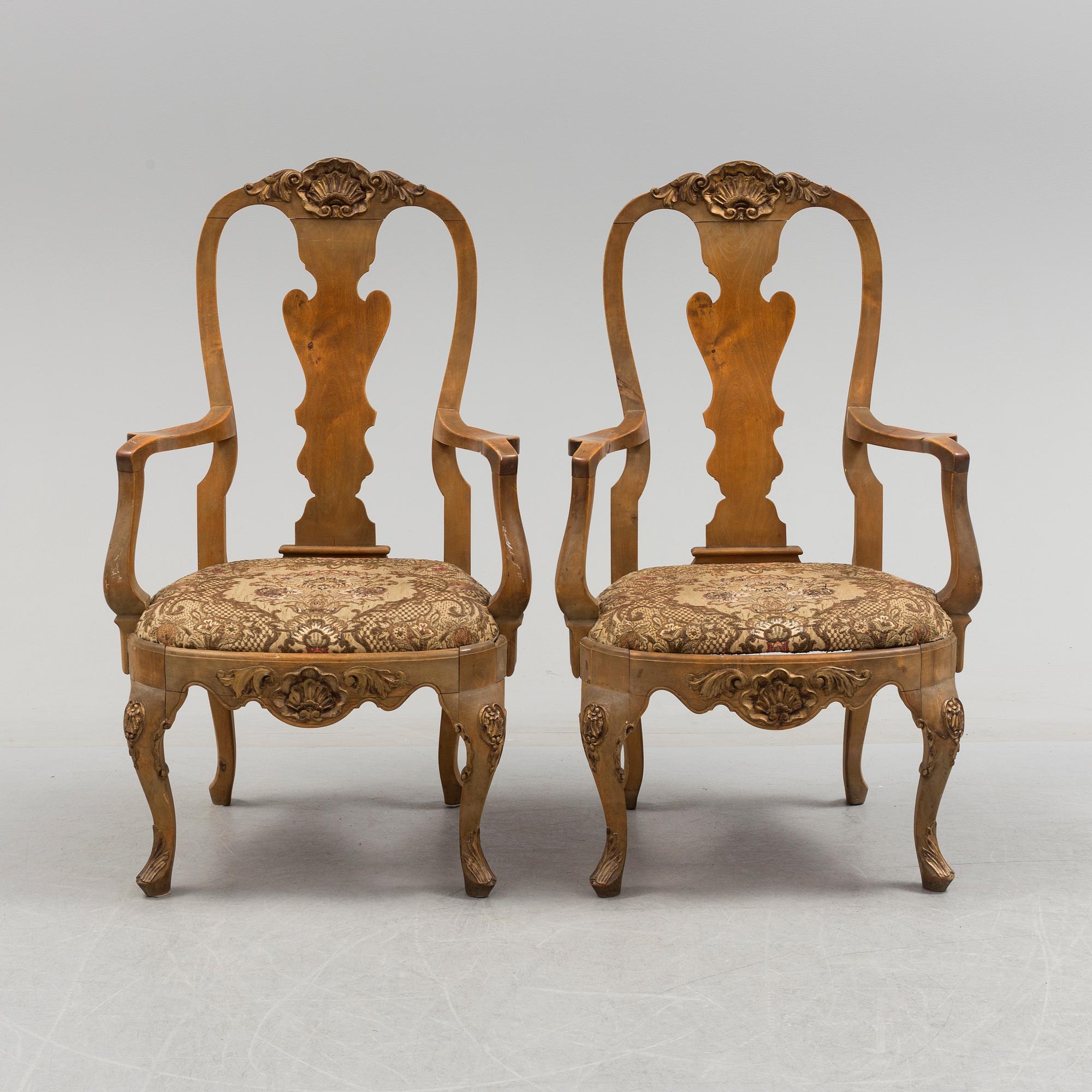 A pair of rococo style chairs.
