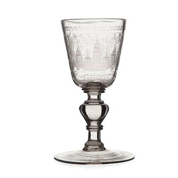 381. POKAL, glas. Troligen Ryssland, 1700-tal.