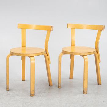 Alvar Aalto, stolar, 6 st, modell 69, Artek, Finland, 1900-talets andra hälft.