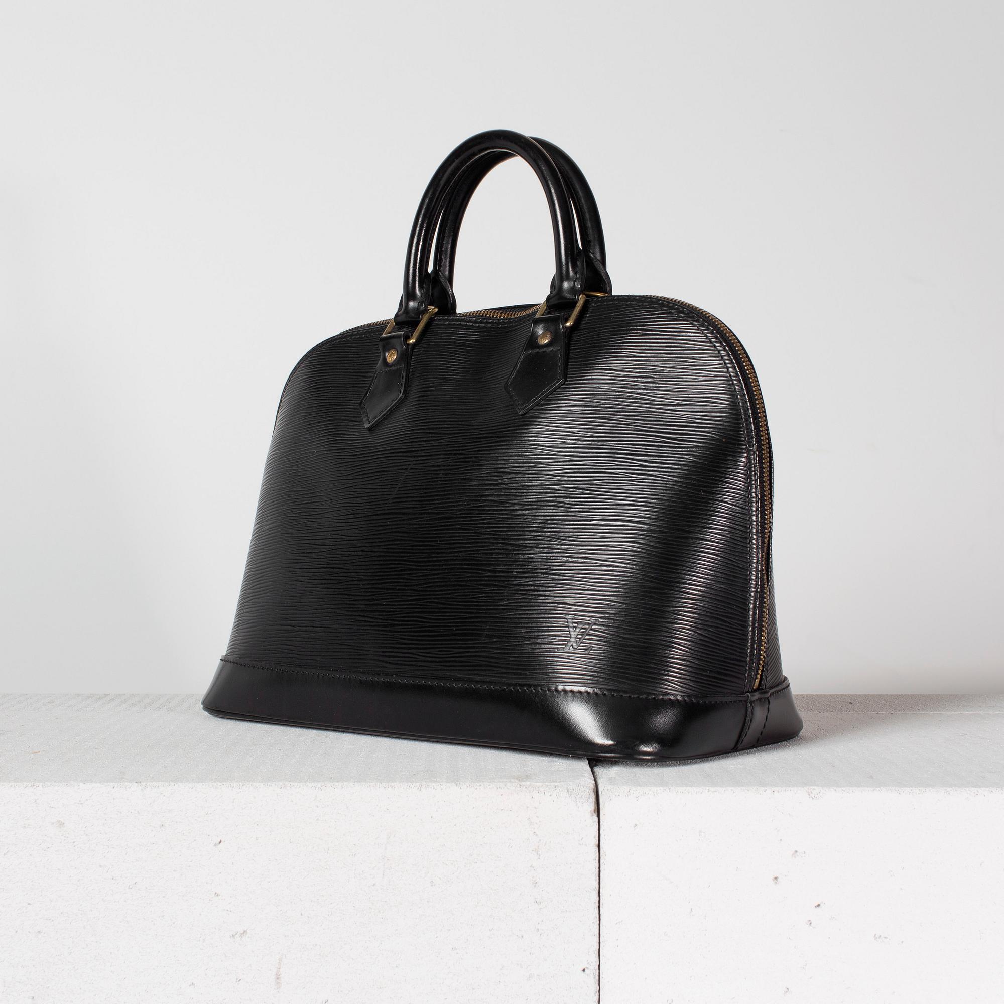 LOUIS VUITTON, a black Epi-leather top handle bag, "Alma".