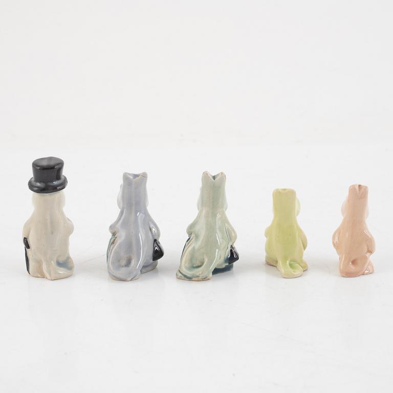 Leo Tykkyläinen, figurines, 9 pcs, ceramic, "Moomin", Arabia, 1950s.