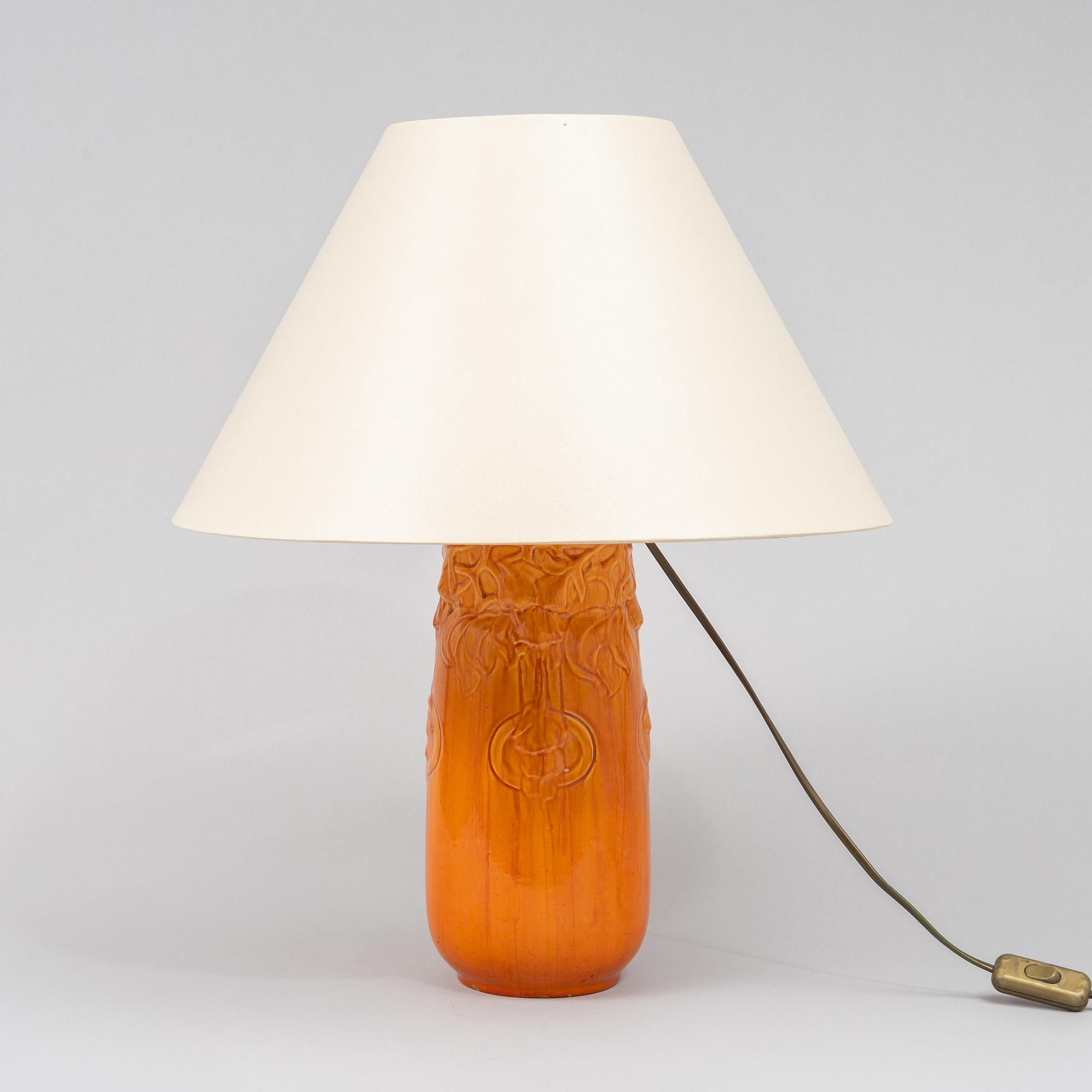 A creamware table lamp, Jugend,  Rörstrand, early 20th century.