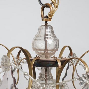 A mid 19th century Swedish Baroque style six-light chandelier.