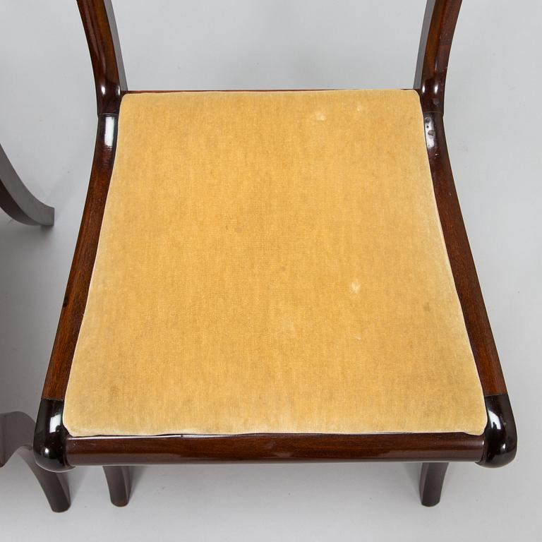 Matbord, regency-stil och stolar 10 st, empire-stil, 1900-talets slut.