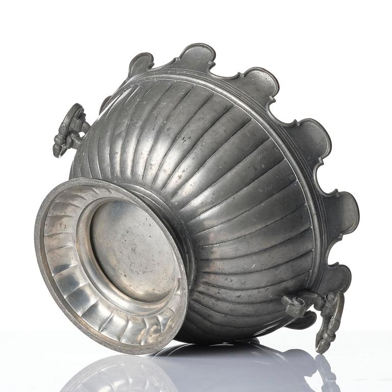 Wine cooler with underplate, probably Germany, 19th century, and platter, Sweden, 18th century. Baroque style.