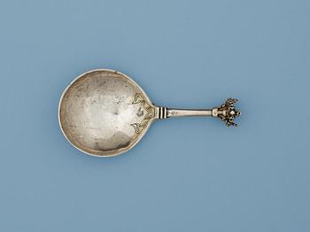 A Swedish late 16th century parcel-gilt spoon, un identified makers mark.