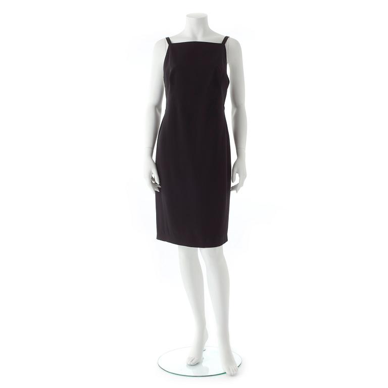 ESCADA, a black cocktail dress with rhinestones.