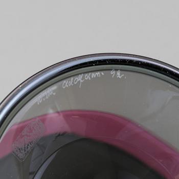 WILKE ADOLFSSON, two glass bowls, signed and dated 92 and -02.