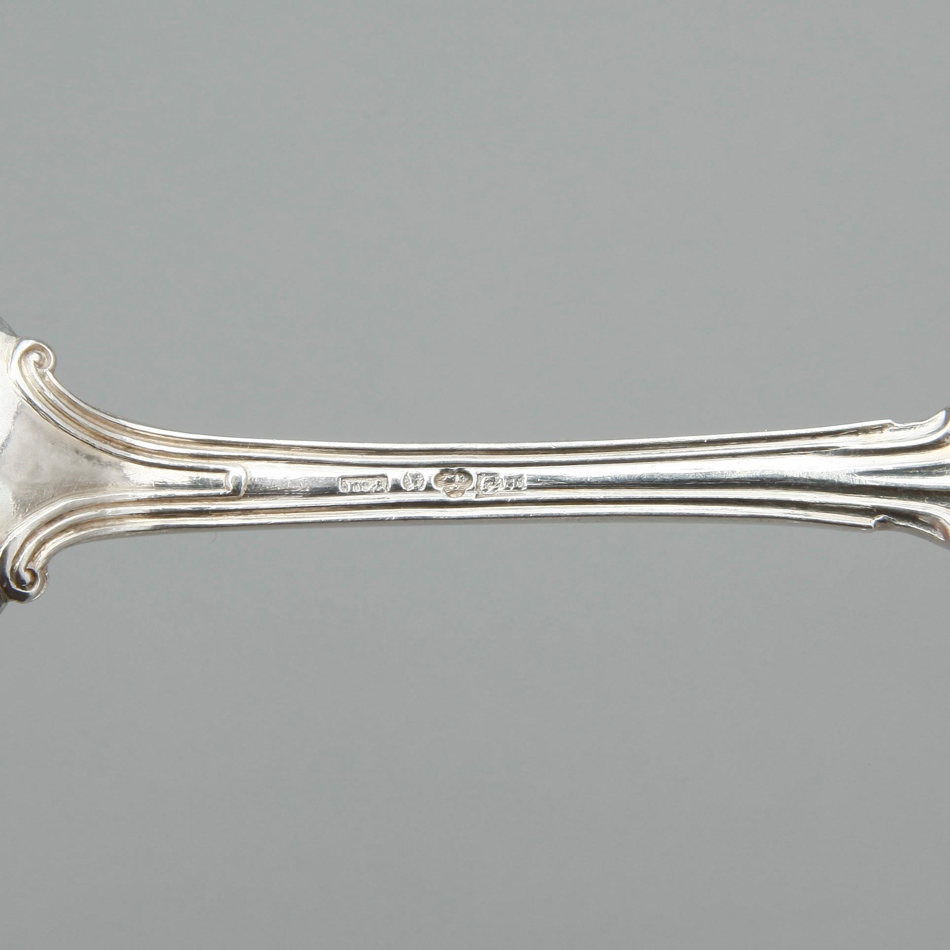 EFTERRÄTTSSKEDAR, 6 st, silver, Christian Hammer, Stockholm 1850. Total vikt ca 271 gram.