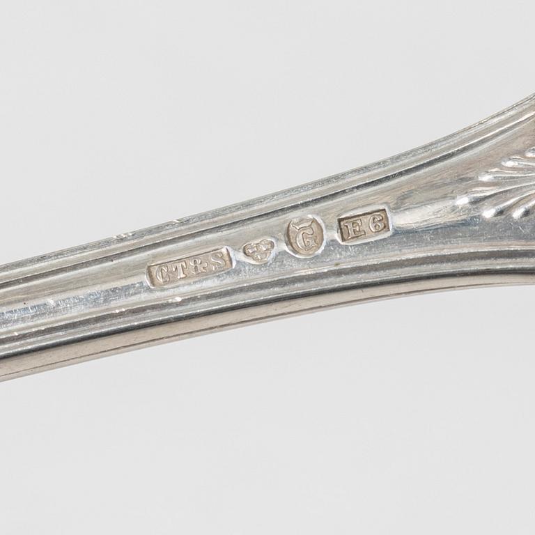 Six Swedish silver dinner spoons, mark of Carl Tengstedt & son, Gothenburg 1883.