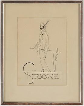 GÖSTA ADRIAN-NILSSON, indian ink on paper, signed G.A-N. Probably executed in the 1910's.