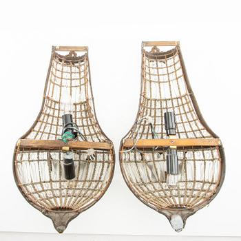 Wall lamps, a pair in the Louis XVI style, late 20th century.