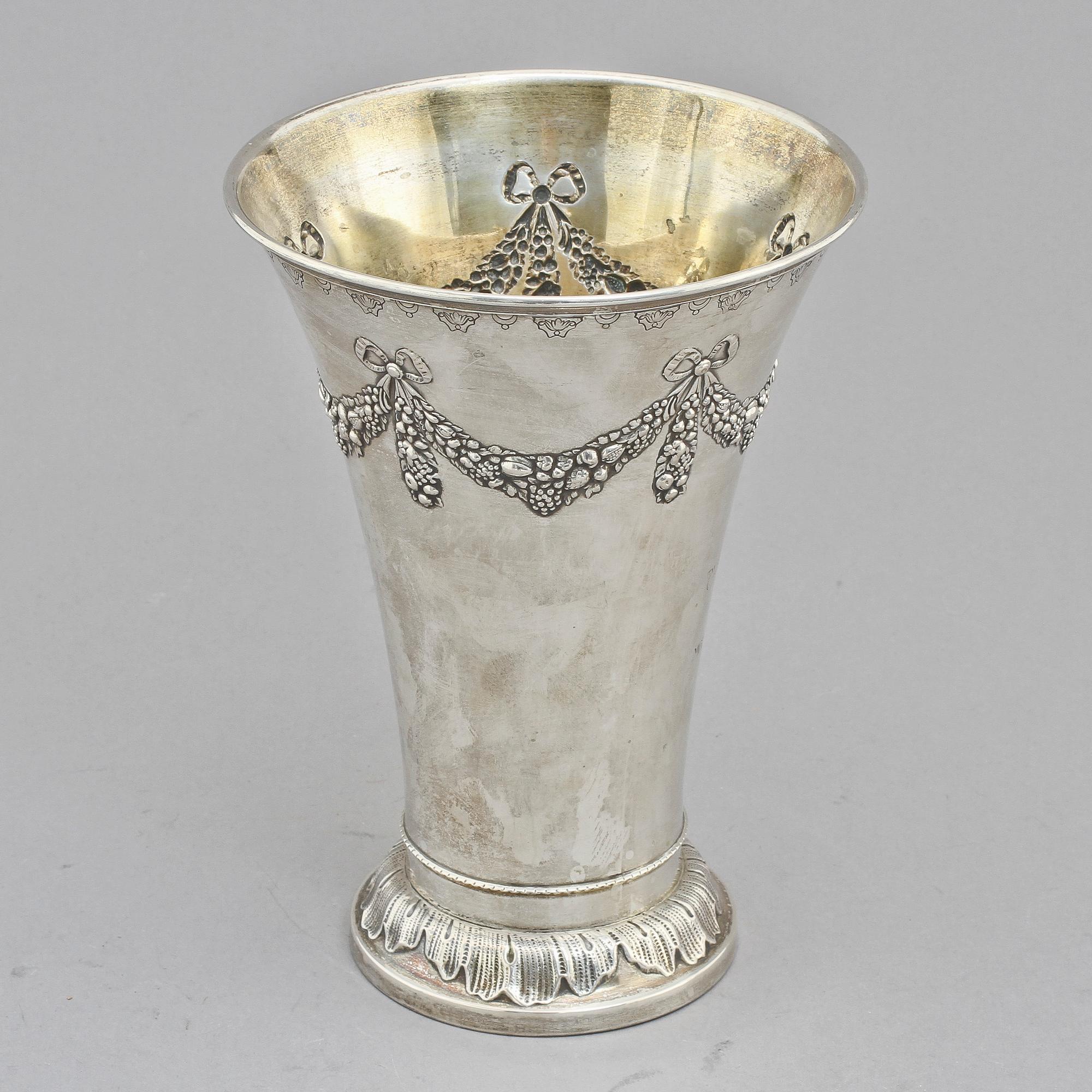 POKAL, silver, Karl Andersson, Stockholm, 1913. Vikt 415 g.