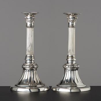 A pair of Gustavian late 18th century candlesticks.