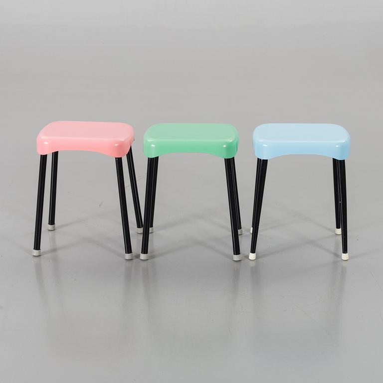 3 Italian plastic stools, Plastic Press Milano, 1950s-60s.