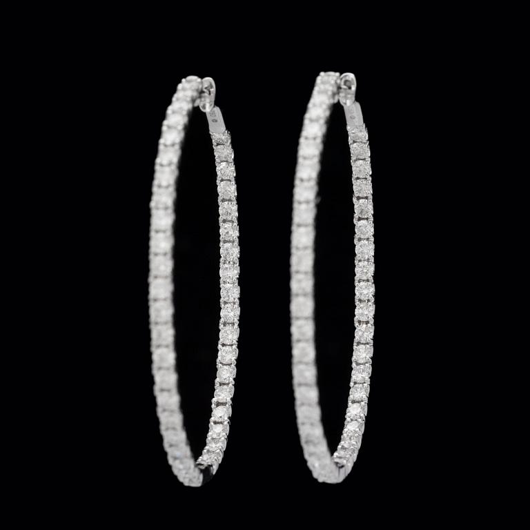 A pair of brilliant-cut diamond hoop earrings. Total carat weight circa 5.63 cts.