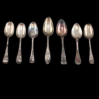 SKEDAR, 7 st, silver, 1700/1800-tal. Vikt 430 g.