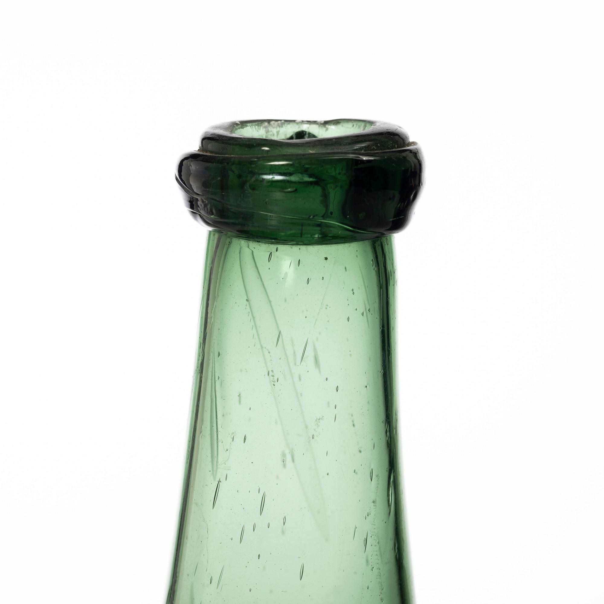 Bottle, glass, folk art, 17th-18th century.